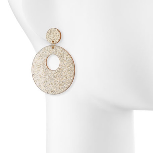 New Stella & Ruby Gold Sparkle Circle Earrings - Picture 2 of 2